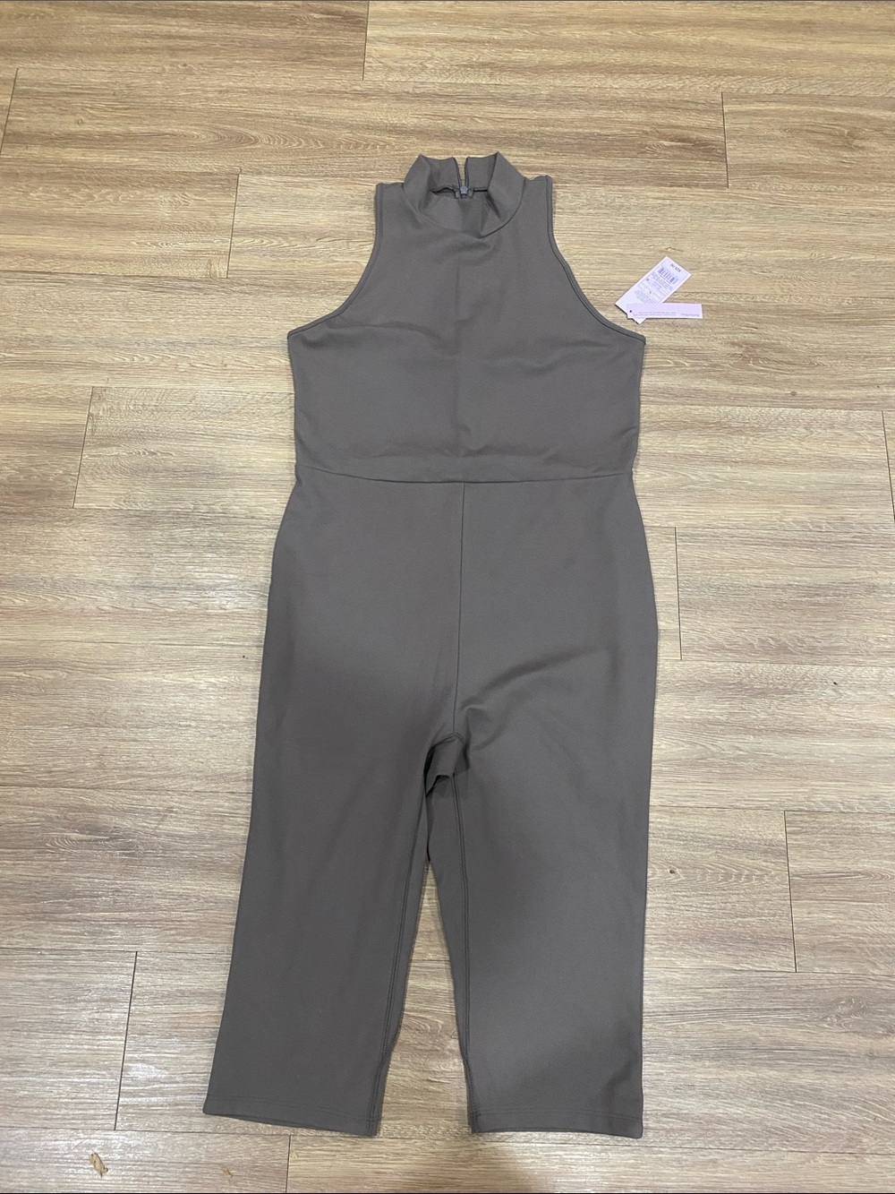 Butter Sleeveless Mock-Neck Jumpsuit in Dark Taupe